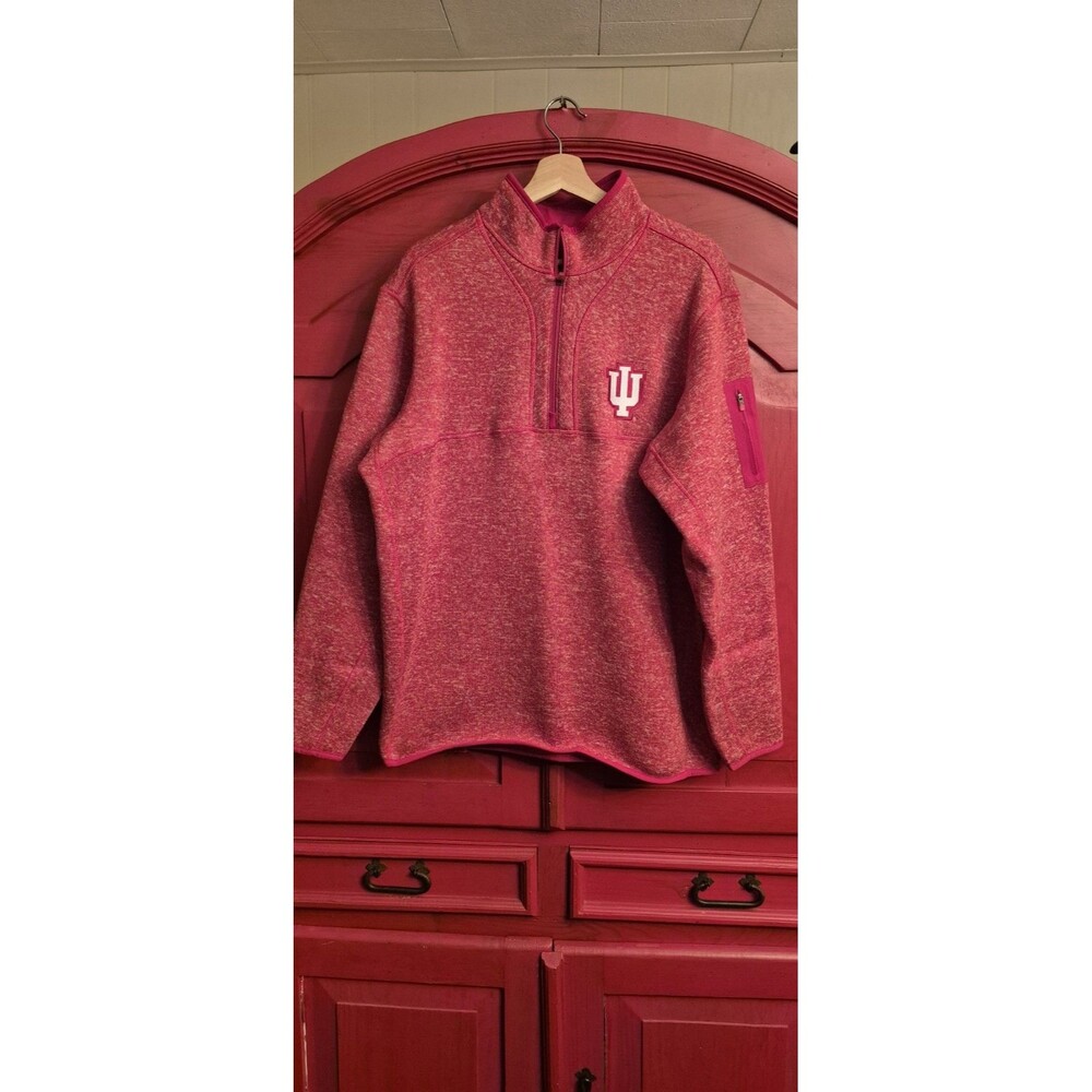 NWOT Atigua IU Indiana Hoosiers XL  Sweatshirt Heather Red Pullover Zip Neck NEW
